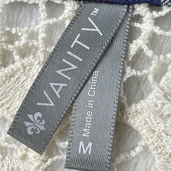 Vanity Flannel Open Front Shirt Size M Purple Plaid Womens Lace Boho Western Top - Picture 4 of 11